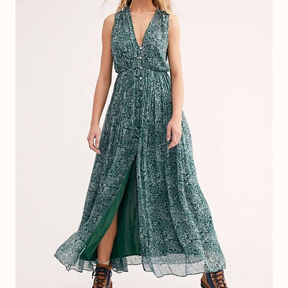 Free People Dresses & Skirts - Free People green floral maxi dress, NWT